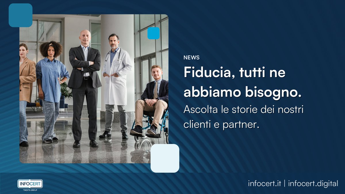✨ 𝐂𝐨𝐬𝐚 𝐬𝐢𝐠𝐧𝐢𝐟𝐢𝐜𝐚 𝐯𝐞𝐫𝐚𝐦𝐞𝐧𝐭𝐞 #𝐟𝐢𝐝𝐮𝐜𝐢𝐚? Lo abbiamo chiesto ai nostri clienti e partner.

Scopri le #StorieDiFiducia, oggi on air nelle più importanti stazioni e aeroporti! 🌍✈️

🔗Lasciati ispirare 👇

infocert.it/news-eventi/fi…

#Business #DigitalTrust