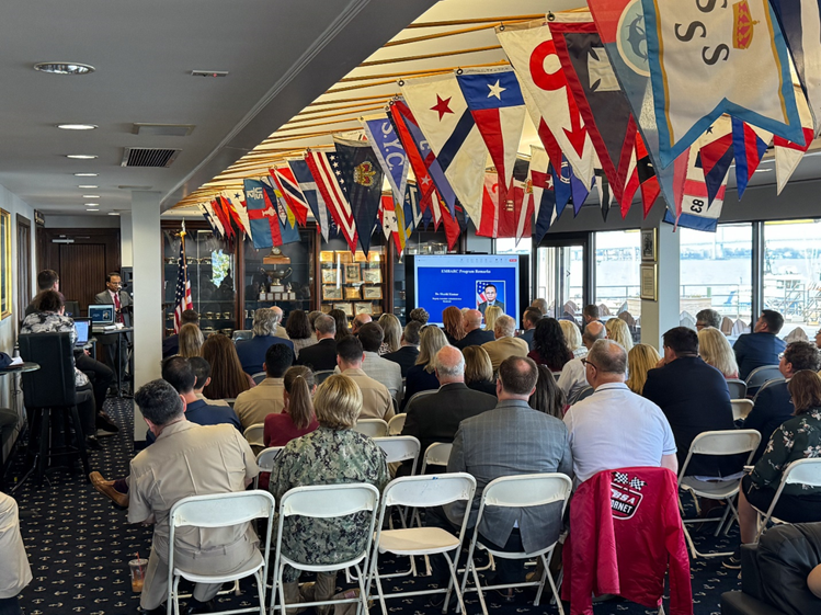 DOTMARAD's tweet image. The USMMA held it&apos;s 8th EMBARC Quarterly Meeting, with maritime leaders, officials, and academy staff to discuss safety improvements for cadets at sea. 

VADM Nunan &amp;amp; Administrator Phillips gave remarks highlighting the ongoing progress of the program. 
#MaritimeSafety #EMBARC
