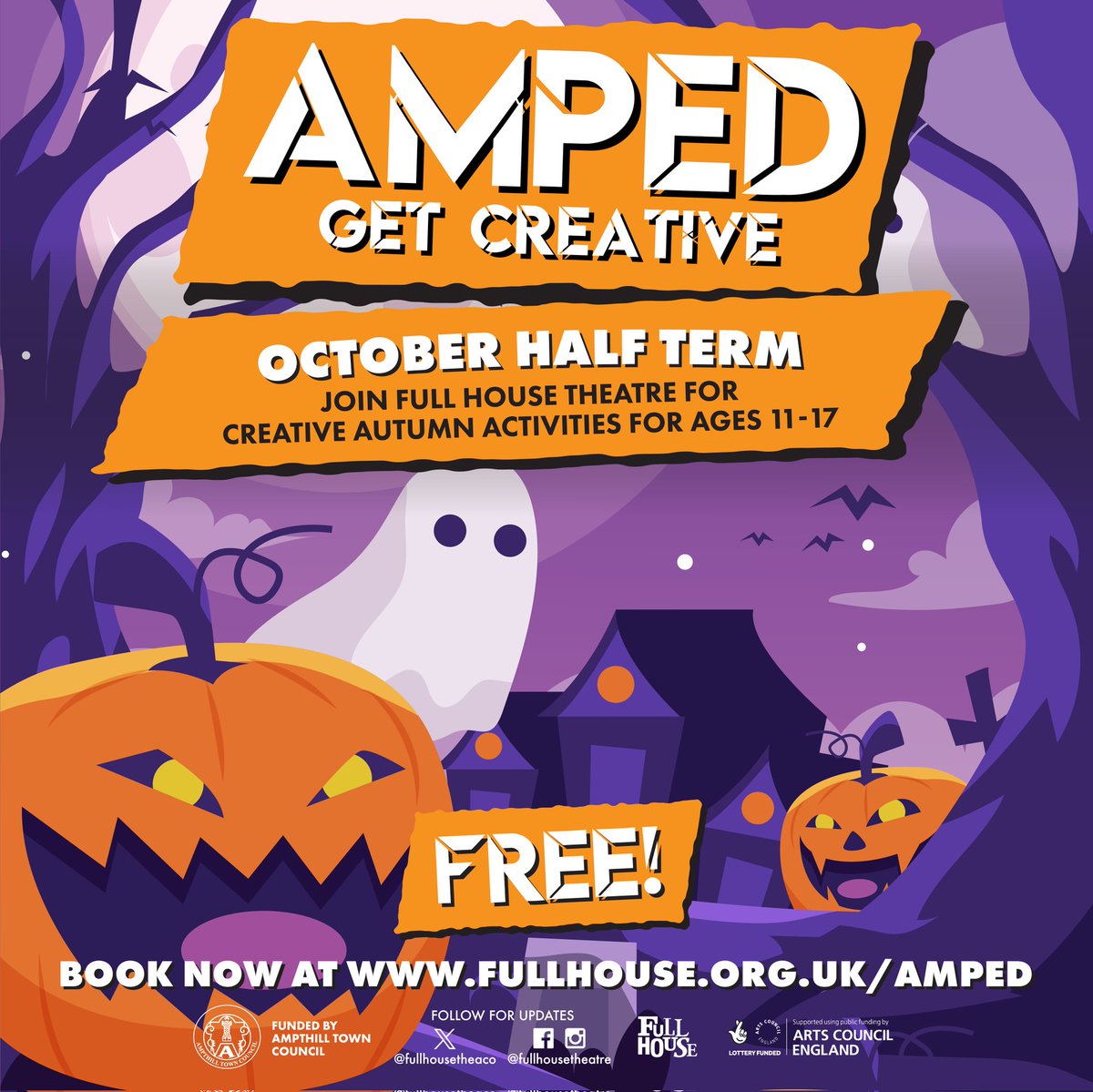 Full House Theatre (@fullhousetheaco) on Twitter photo 🎃Amped - Get Creative - is back this OCTOBER with FREE SPOOKY SESSIONS for 11-17 year-olds. Have a fiendishly fun time at our ZOMBIE MAKEUP and PUMPKINS & PIZZA masterclasses and unleash your artistic talents this HALLOWEEN!🎃 MORE INFO: mailchi.mp/fullhouse/free…
<a href="/AmpthillTC/">Ampthill Council</a> 🎃Amped - Get Creative - is back this OCTOBER with FREE SPOOKY SESSIONS for 11-17 year-olds. Have a fiendishly fun time at our ZOMBIE MAKEUP and PUMPKINS & PIZZA masterclasses and unleash your artistic talents this HALLOWEEN!🎃 MORE INFO: mailchi.mp/fullhouse/free…
<a href="/AmpthillTC/">Ampthill Council</a>