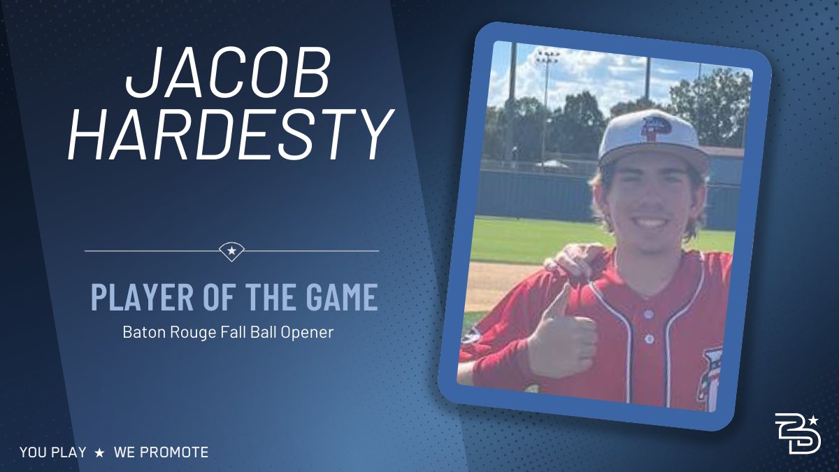 2D Sports Louisiana (@2dsportsla) on Twitter photo ⭐️Player of the Game⭐️
USA Prime BR- Fall Verdugo (@USAPrime_PE)
Jacob Hardesty (<a href="/JacobHardesty23/">Jacob Hardesty</a>)
1-3, Grand Slam
THE DUNHAM SCHOOL |LA| 2027
#uncommitted #2D2027 #2DHitting ⭐️Player of the Game⭐️
USA Prime BR- Fall Verdugo (@USAPrime_PE)
Jacob Hardesty (<a href="/JacobHardesty23/">Jacob Hardesty</a>)
1-3, Grand Slam
THE DUNHAM SCHOOL |LA| 2027
#uncommitted #2D2027 #2DHitting