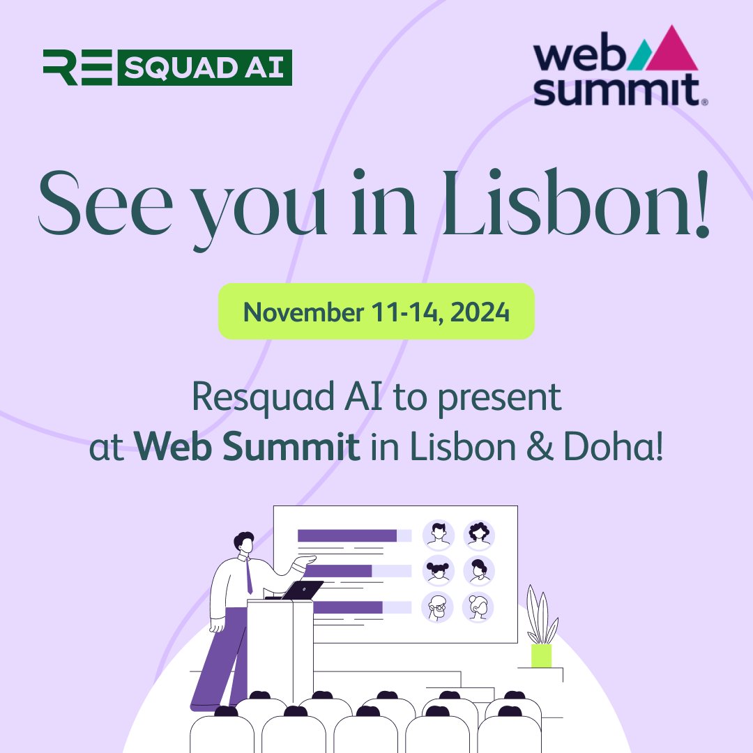 We are excited and honored to announce that Resquad AI has been selected to present at the Lisbon and Doha #WebSummit 
It’s a fantastic opportunity to showcase our work and promote the growth of Saudi tech startups on a global stage. As part of Vision 2030, we are committed to