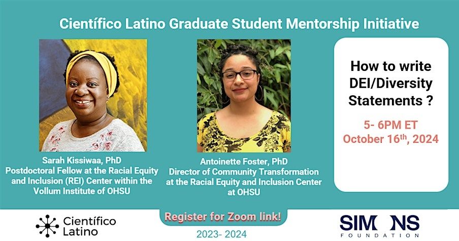 📝Our 2024 GSMI webinar “How to write diversity, equity, and inclusion (DEI)/ diversity statements” will be held NEXT WEEK on 10/16 @ 5pm ET
Come learn how to write diversity supplements for grad school applications!⁠
REGISTER HERE➡️eventbrite.com/e/how-to-write…