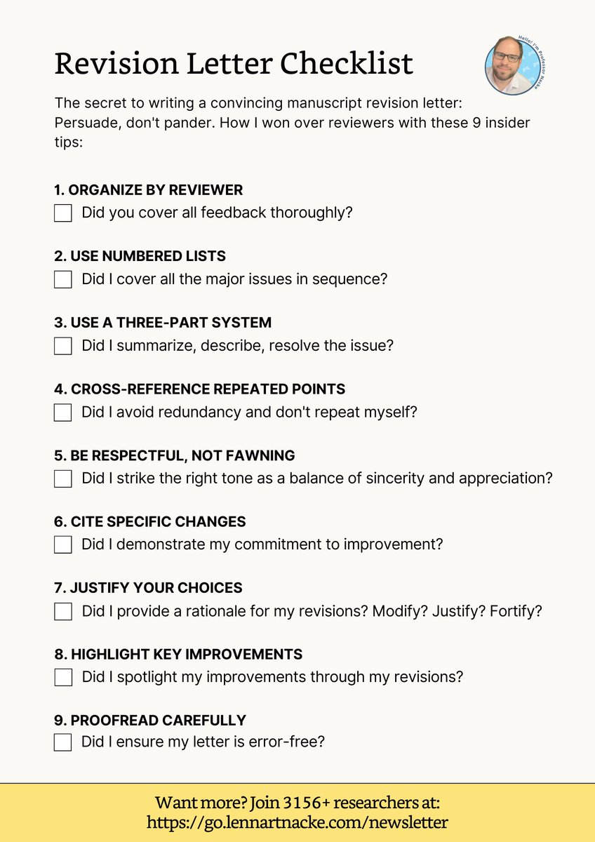 Your manuscript got rejected. Again. The reviewers tore it to shreds.

After 50+ published papers and countless revisions, I've cracked the code on writing perfect response letters.

Don't miss these 9 strategies: