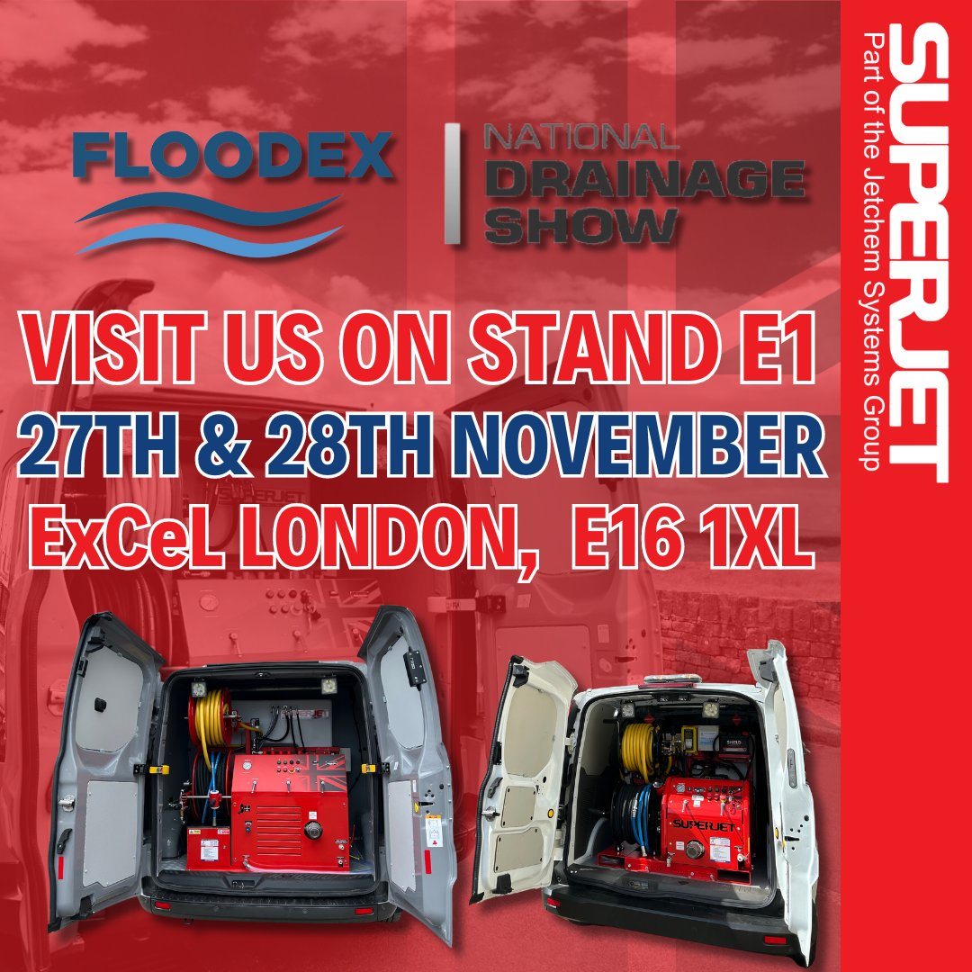 A date for your diary! 📅

We will be exhibiting at this year's Floodex &amp; National Drainage Show at ExCeL, London! 

You can find us at stand E1! We hope to see you there 👋

#highpressurewaterjetting #floodex #nationaldrainageshow #drainjetters #drainage