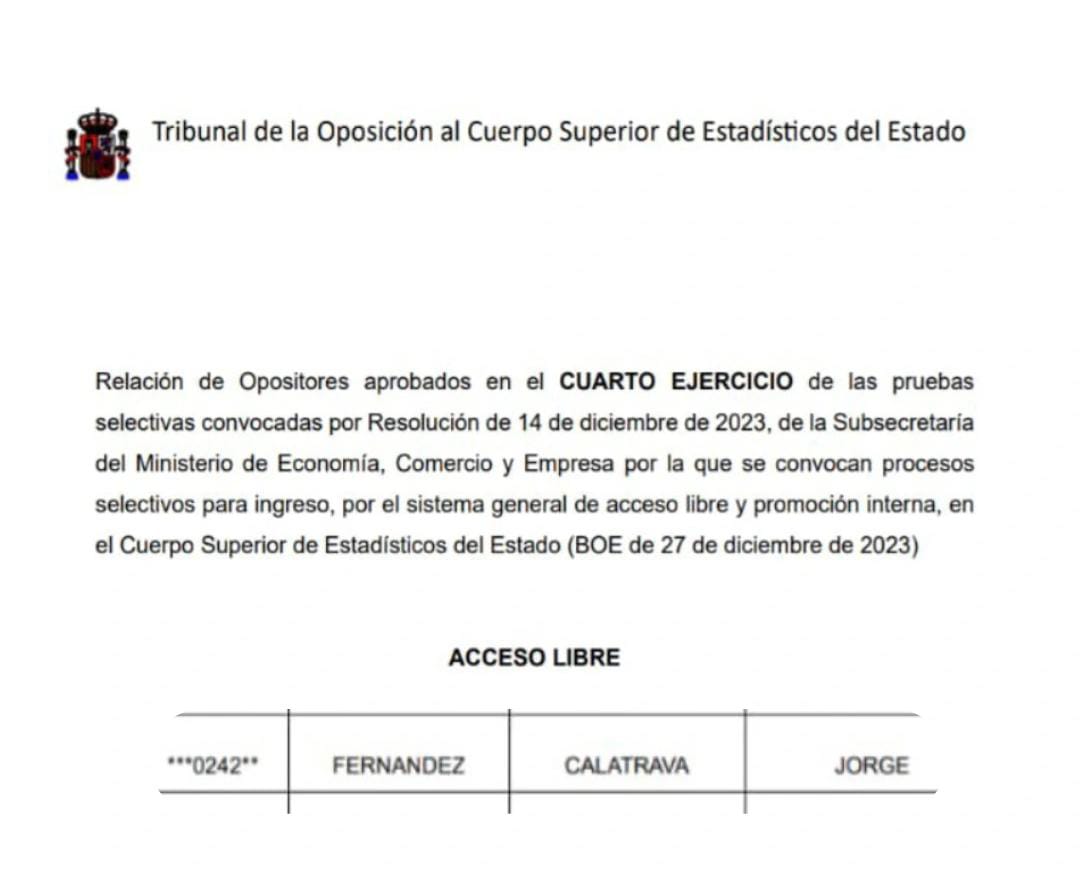 Aprobada la oposición A1!!! Estoy muy orgulloso de haberlo conseguido después del esfuerzo enorme de estos últimos meses 🚀🌕
