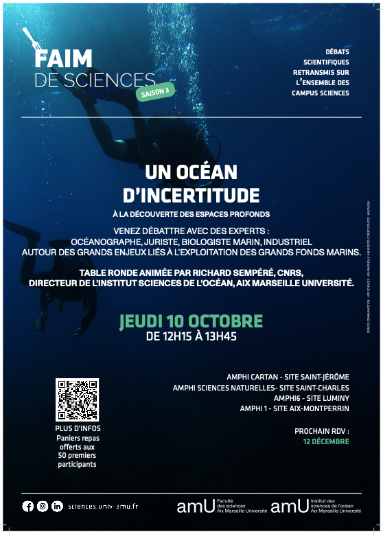 Sempéré Richard (@richardsempere) on Twitter photo Venez débattre le jeudi 10 octobre avec les experts sur les grands enjeux liés à l'exploitation des fonds marins. Table ronde organisée par la Faculté des Sciences, cette année en collaboration avec OCEAN-AMU <a href="/ocean_amu/">Institut Sciences de l'Océan</a> <a href="/UnivMarines/">Universités Marines</a> <a href="/CNRS_dr12/">CNRS Provence et Corse</a> <a href="/ird_fr/">IRD.fr</a> <a href="/Ifremer_fr/">Ifremer 🌊</a> <a href="/PoleMerMed/">Pôle Mer Méditerranée</a> Venez débattre le jeudi 10 octobre avec les experts sur les grands enjeux liés à l'exploitation des fonds marins. Table ronde organisée par la Faculté des Sciences, cette année en collaboration avec OCEAN-AMU <a href="/ocean_amu/">Institut Sciences de l'Océan</a> <a href="/UnivMarines/">Universités Marines</a> <a href="/CNRS_dr12/">CNRS Provence et Corse</a> <a href="/ird_fr/">IRD.fr</a> <a href="/Ifremer_fr/">Ifremer 🌊</a> <a href="/PoleMerMed/">Pôle Mer Méditerranée</a>