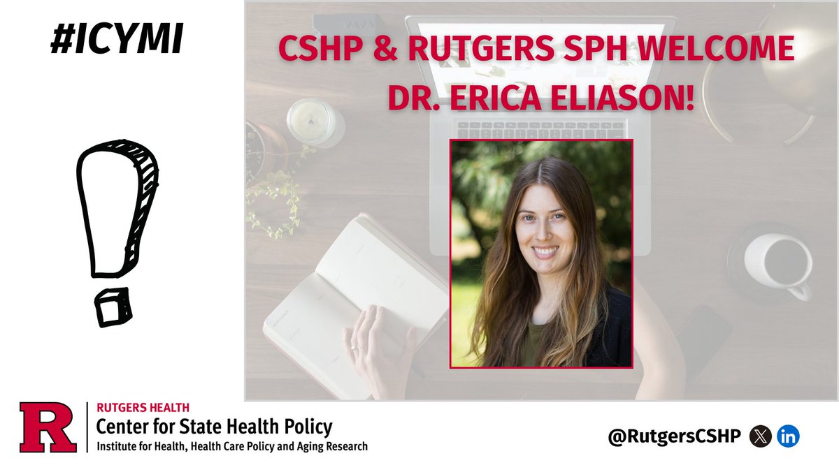 #ICYMI: <a href="/RutgersCSHP/">Rutgers CSHP</a> @RutgersIFH Assistant Research Professor <a href="/eleliason/">Erica Eliason</a> was recently featured in a story from <a href="/RutgersSPH/">Rutgers SPH</a>.

Dr. Eliason’s research focuses on the effects of #healthpolicy on maternal, child, and reproductive health and #healthequity: go.rutgers.edu/p80v6l3m