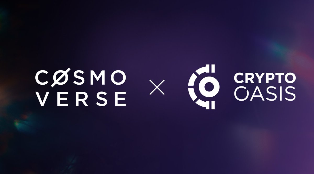Cosmoverse x @CryptoOasisUAE We are thrilled to announce to partner with Crypto  Oasis, one of the most relevant Web3 organization in the UAE. See you in  Dubai, team 🇦🇪