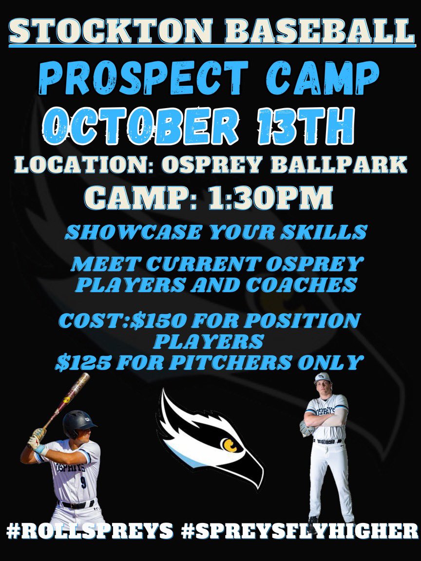 Still a few spots available for our October 13 prospect camp. Want to play for the 2024 NJAC Regular Season Champions? Reserve your camp spot today by using the link in our bio, to compete and be evaluated by our staff. #rollspreys #spreysflyhigher