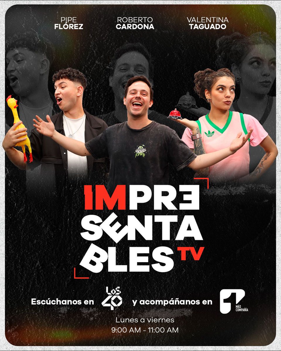 Canal1_Col's tweet image. 📺 Conéctate desde las 9:00 am con los #Impresentables en nuestra señal abierta de Televisión: 
👀 Claro TV - 105 y 1105 | Movistar TV – 154 | Supercable - 100 y 1000 | HV TV - 7 y 403 | Tigo Une - canal 7 | ETB: canal 253 y en canal1.com.co, más compañía.