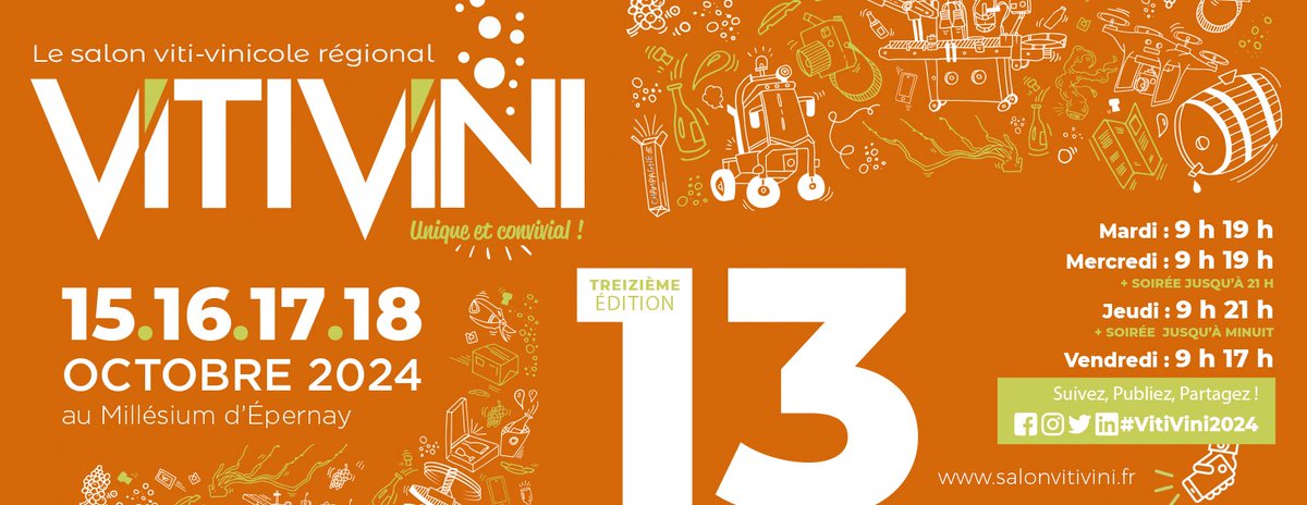 Caisse d’Epargne Grand Est Europe (@caissepargnegee) on Twitter photo ⌛ J – 7 ! Le salon #vitivini <a href="/LeMillesium/">Le Millesium</a> est de retour du mardi 15 au vendredi 18 octobre 2024 à #Epernay. 📍 Retrouvez nos experts agri-viti sous le chapiteau, Pôle Services, stand CH B 1.2.
#VousEtreUtile #viticulture #Vitibanque ⌛ J – 7 ! Le salon #vitivini <a href="/LeMillesium/">Le Millesium</a> est de retour du mardi 15 au vendredi 18 octobre 2024 à #Epernay. 📍 Retrouvez nos experts agri-viti sous le chapiteau, Pôle Services, stand CH B 1.2.
#VousEtreUtile #viticulture #Vitibanque