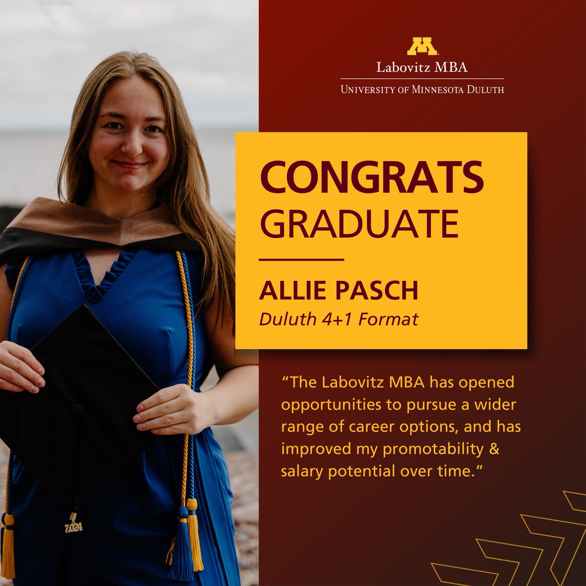 LabovitzMBA's tweet image. While in her full time program, Allie also worked full time as a Media Planning &amp;amp; New Business Development Intern for @modernclimate, a demand generation and tech focused agency in Minneapolis, MN.

Welcome to the alumni community!

#MBA #DuluthMN #RochMN #UMNProud #UMDProud