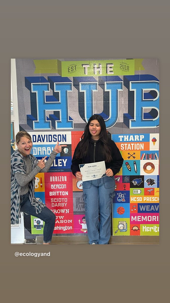 Congratulations to this school year’s first Hub Hero Raquel! She demonstrates a #portraitofalearner by being a purposeful communicator. Bi- lingual, Raquel consistently demonstrates the skills needed to thrive as an empathetic global citizen. @hcsd_ilc <a href="/HilliardSchools/">Hilliard Schools</a>