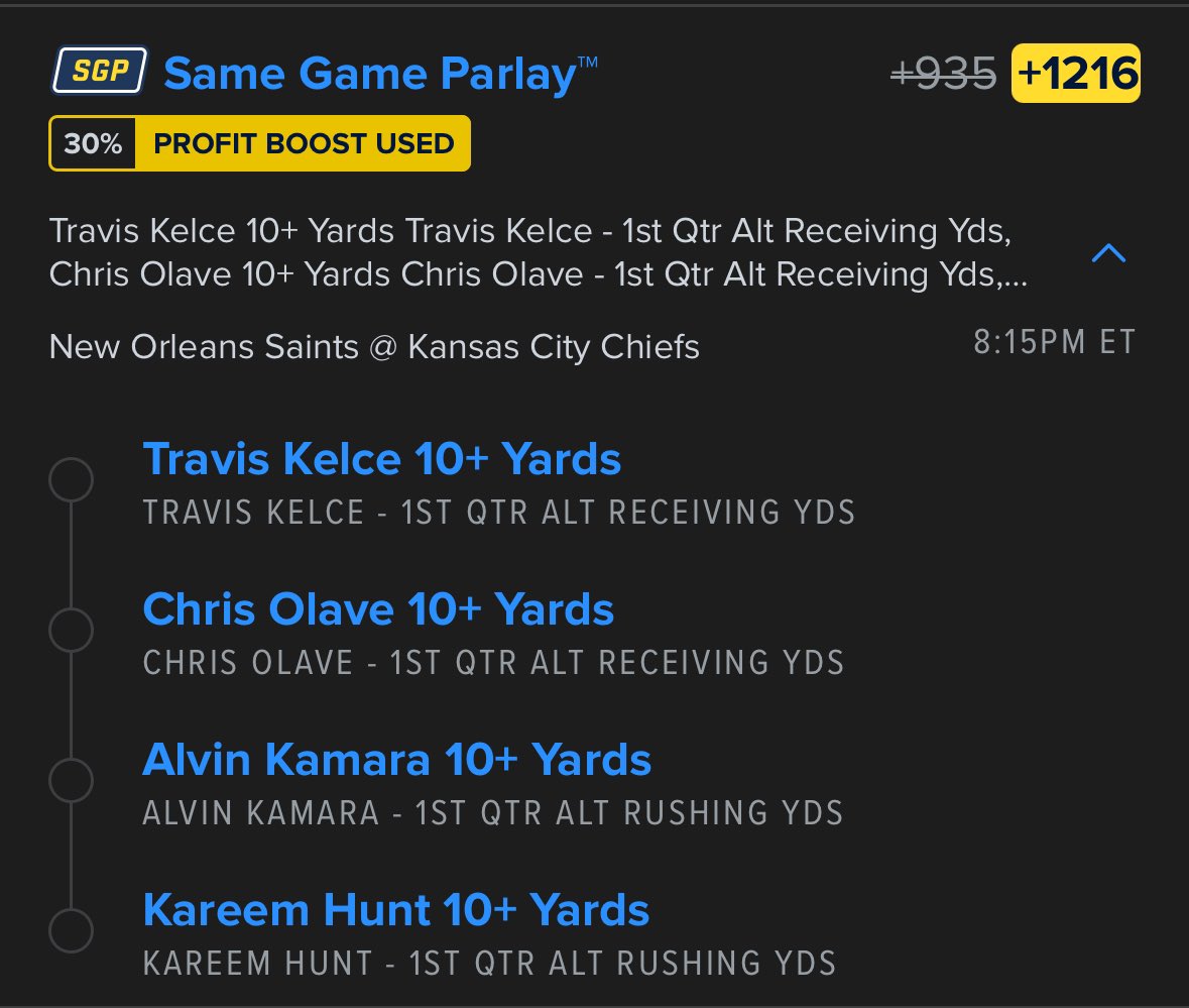 🚨 MNF Q1 10-for-10 Lotto (+1216) 🚨

We had two bad beats yesterday but you best believe we’re firing back for Monday night! 🙏🏻

While the Chiefs are pretty banged up, especially at WR, I think Kelce will have to step in and fill a greater role here. And early. We saw an uptick