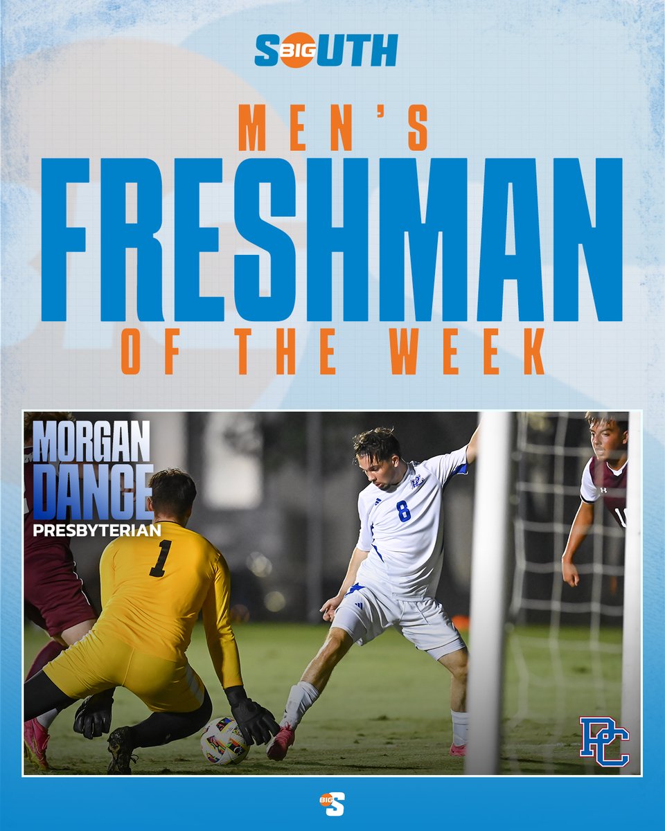 Big South Conference (@bigsouthsports) on Twitter photo He scored his first career goal in a 3-2 road win at Radford. ๐ค
<a href="/BlueHoseMSoc/">PC Men's Soccer</a>'s Morgan Dance is the #BigSouthMSOC Freshman of the Week! He scored his first career goal in a 3-2 road win at Radford. ๐ค
<a href="/BlueHoseMSoc/">PC Men's Soccer</a>'s Morgan Dance is the #BigSouthMSOC Freshman of the Week!