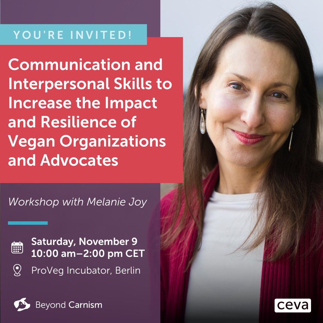 I’ll be giving a workshop in Berlin on Saturday, November 9. 🌱

Want to join? ➡️ Register for the workshop at carnism.org/events. 🔗

I hope to see you there! ✨

#berlin #berlinvegans #ceva #melaniejoy #beyondcarnism
