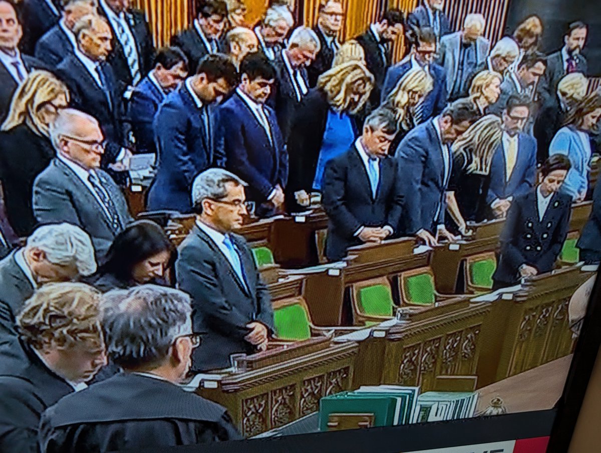 So while the HOC stood in a minute of silence for the victims of the Oct 7th attack <a href="/PierrePoilievre/">Pierre Poilievre</a> <a href="/TimUppal/">Tim S. Uppal</a> <a href="/AndrewScheer/">Andrew Scheer</a> all skipped out to do something more important than to spend one minute longer in the house after #QP #cdnpoli