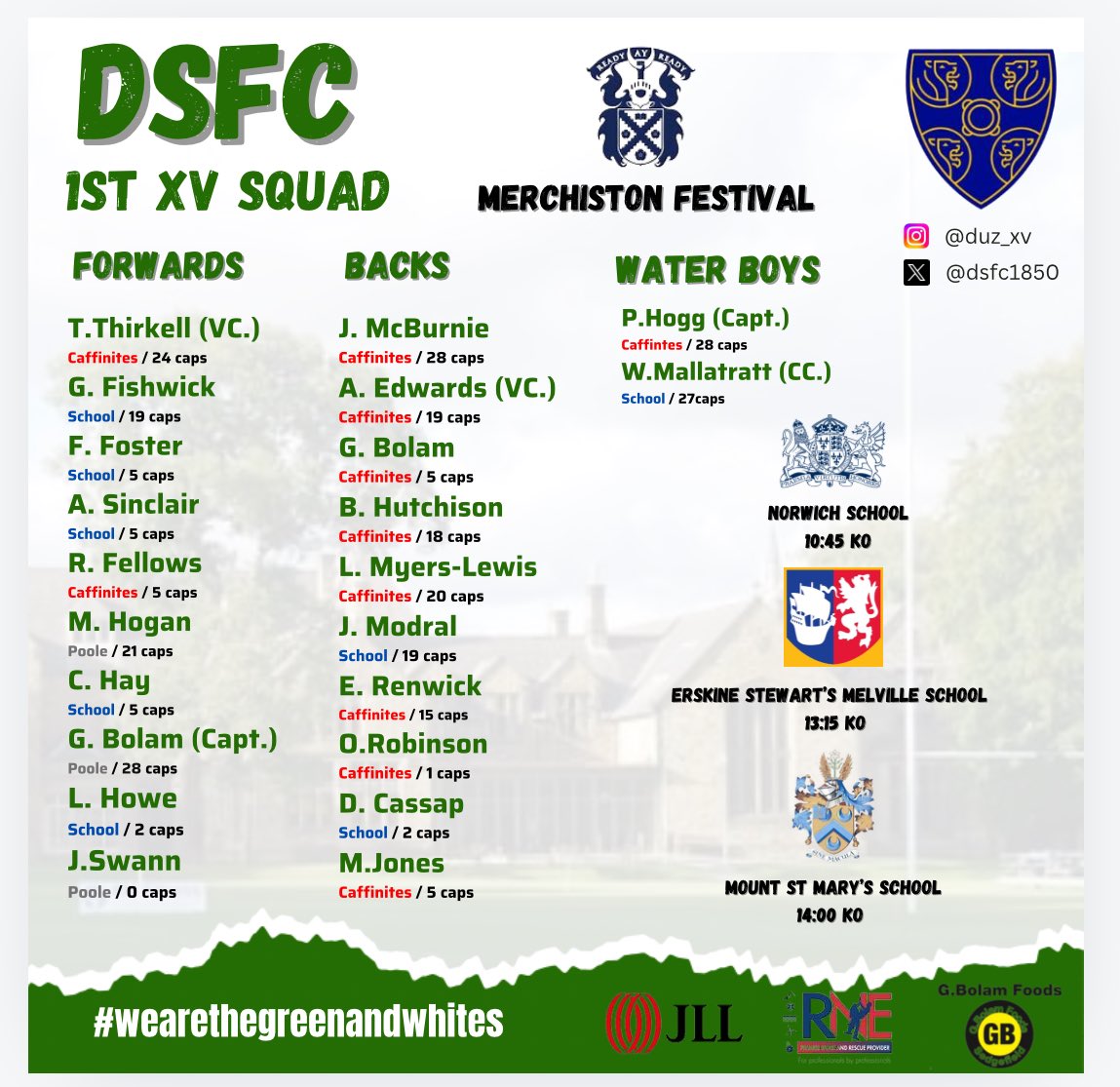 Durham School FC (@dsfc1850) on Twitter photo The <a href="/Dunelmia/">Durham School</a> boys are excited for the weekend ahead up <a href="/MerchiSport/">Merchiston Sport</a>. Some challenging opponents in our group with <a href="/NextGenXV/">NextGenXV</a> coverage throughout. #competitiontime #wearethegreenandwhites 💚⚪️💚 🏉 The <a href="/Dunelmia/">Durham School</a> boys are excited for the weekend ahead up <a href="/MerchiSport/">Merchiston Sport</a>. Some challenging opponents in our group with <a href="/NextGenXV/">NextGenXV</a> coverage throughout. #competitiontime #wearethegreenandwhites 💚⚪️💚 🏉