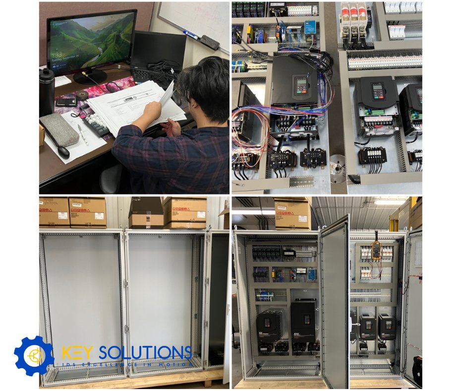 Beginning stages of a custom-built panel for a grain elevator app! Our in-house engineering team 1st drafts electrical circuit diagrams &amp; panel drawings, &amp; then works hand-in-hand w/ our production team to determine ideal staging &amp; orientation of our controls cabinets.