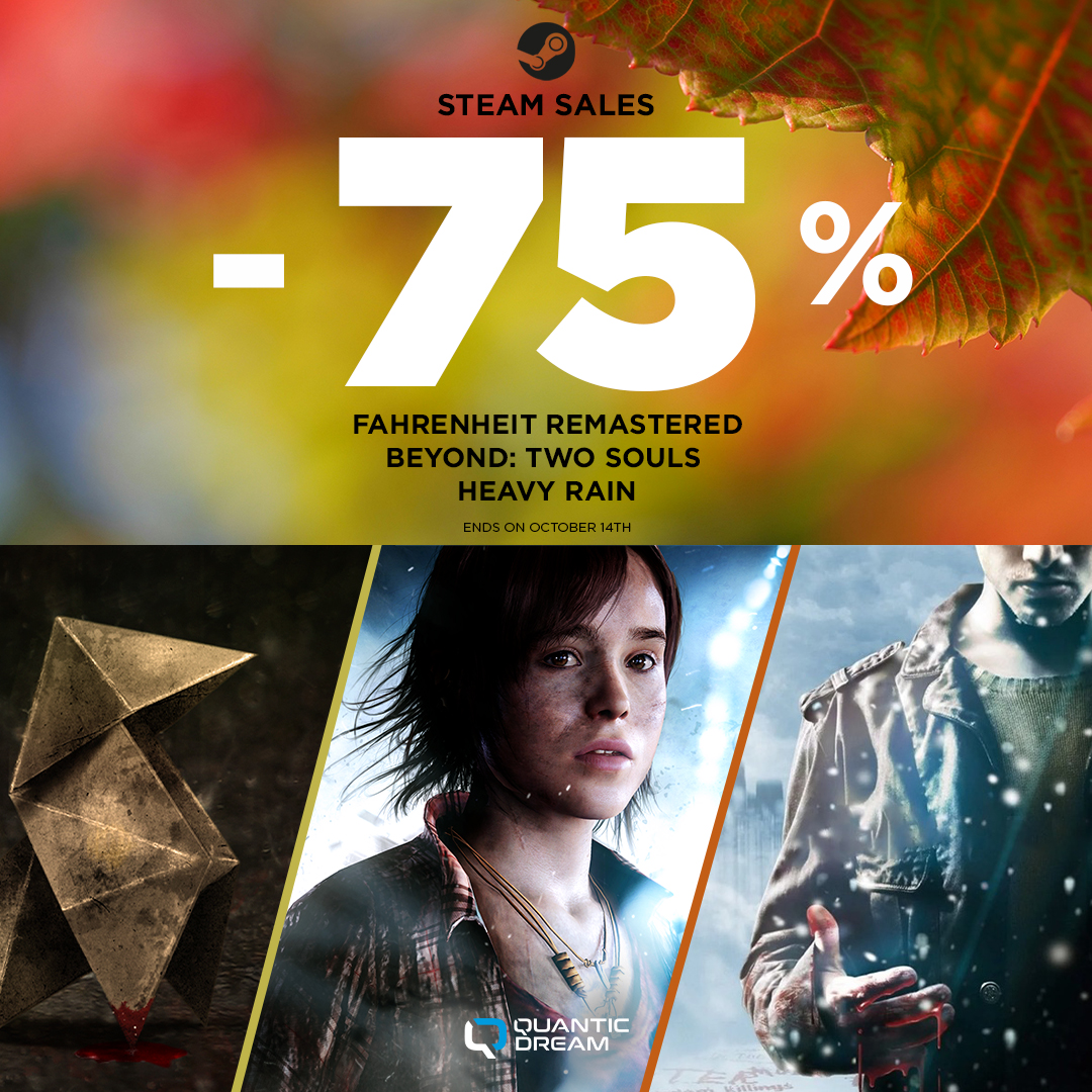 🚨Steam Sales alert🚨 
qdlink.co/4dZFOsc

Detroit: Become Human -70%
Beyond: Two Souls -75%
Heavy Rain -75%
Fahrenheit: The Indigo Prophecy -75%