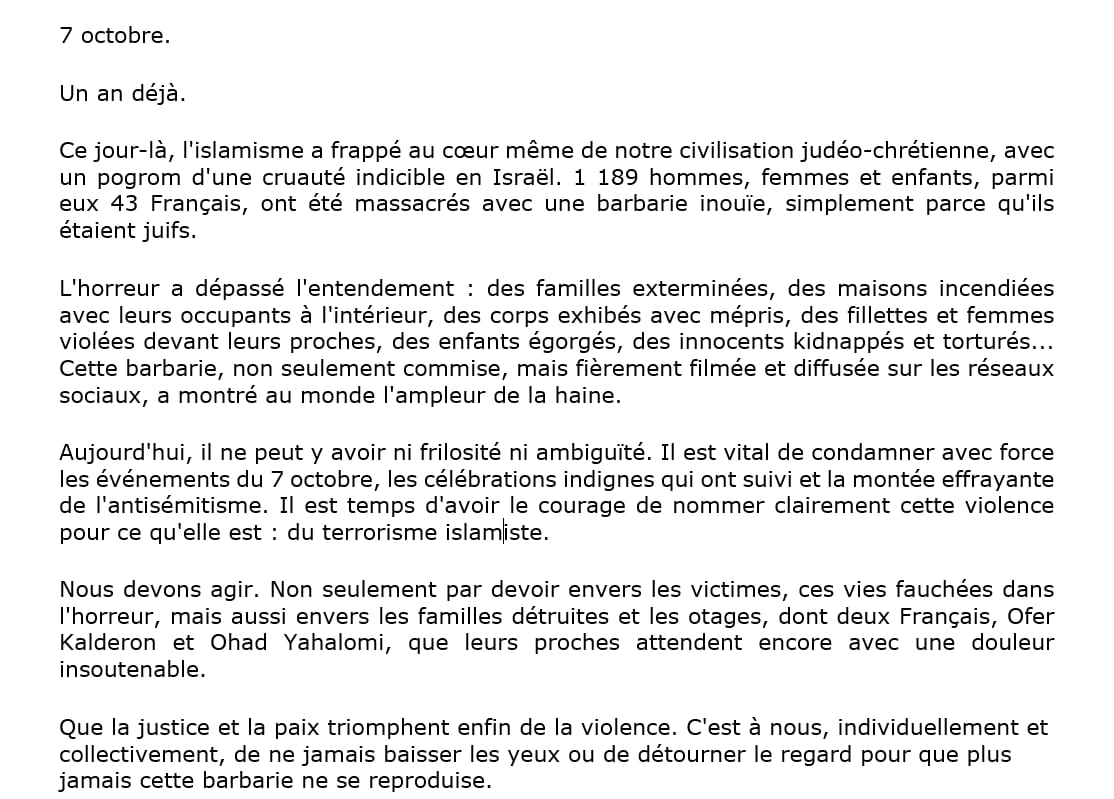#7octobre
1 an déjà.
#Souvenonsnous que l'islamisme a frappé au cœur même de notre civilisation judéo-chrétienne avec un pogrom d'une cruauté indicible en #Israel.
1189 hommes, femmes et enfants, ont été massacrés avec une barbarie inouïe, simplement parce qu'ils étaient juifs ⬇️
