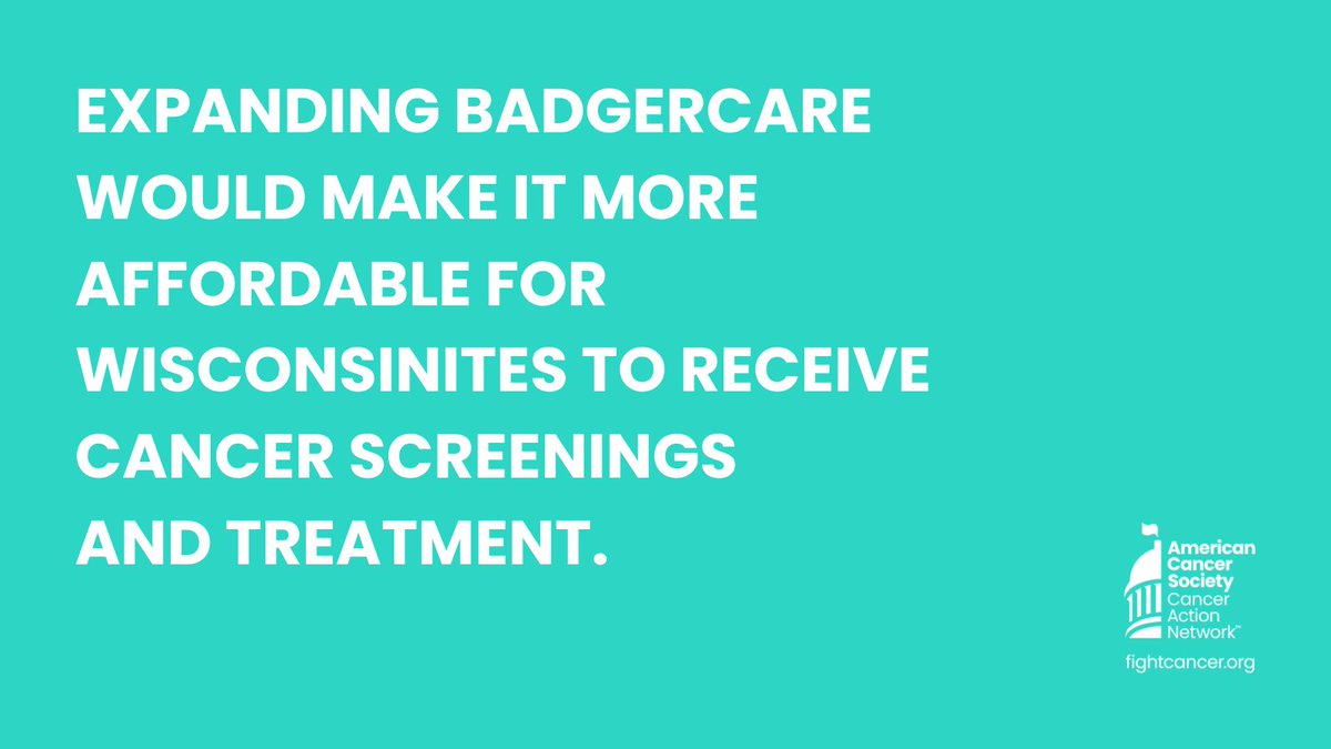 Did you know that expanding BadgerCare would make it more affordable for Wisconsinites to receive cancer screenings and treatment? Expanding BadgerCare would mean lower costs for low-income Wisconsinites who need access to cancer care and prevention. 
act.fightcancer.org/a/wi-badgercar…