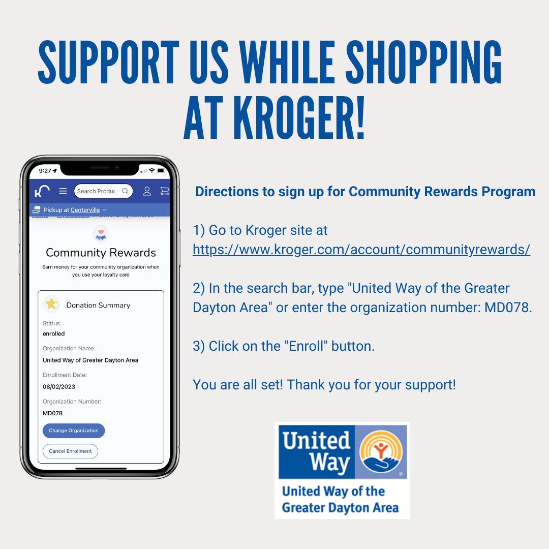 Want to make a difference? 🌟 Sign up for Kroger Community Rewards and show your support! Check out the instructions in the photo to get started!
