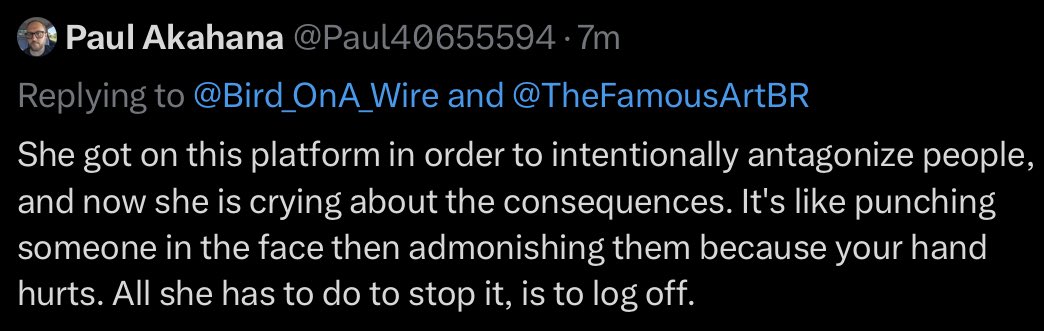 TheFamousArtBR's tweet photo. To be fair, I came onto this platform after I was already being cancelled. I came here to talk about what was happening because it was during lockdowns and we were completely isolated, I had no idea what “cancel culture” was or how to articulate my experiences.
Since then I have found my voice, along with 70k + people who support me or at least want to see what I’m saying and enjoy my art.
Thank you!
I feel like that means when given a chance to hear from people like me, a majority of people can really see what’s going on here. More people than we know of go through the sort of cancellation attempts me and my fella have been experiencing and sadly, for so many of them it’s too difficult to find their voice in the aftermath. That’s why I’ve been lucky to find my voice in this and I’m glad I came to X to do it, especially since Elon took over and gave us permission to speak freely in public.
I’ve noticed it’s only ever the religiously dedicated lone weirdos and the fetishists with anime profile pics who make wild claims to try to justify the dark side of the story I’m telling.
They so desperately want it to be true that it’s okay to threaten to rape or kill women, and ruin people’s lives simply because we don’t believe in their sad, mad online religion.
The funniest thing about comments like this is that I’ve heard it all from the start.
As soon as I was being cancelled - Musicians were contacting my fella to tell him to make me stop saying things online such as “Humans cannot change sex” - and they really did expect my fella to make me stop. How exactly? I’m not sure, but every variation of “keep your woman under control” has been said to him. Obviously he has refused, and still faces the “consequences” for his refusal to control me to this day.
He’s a good man.
As for myself, I’ve been told by at least one very famous male musician “If you just stop posting what you’re posting, then no one will do anything to you and Doozer’s career won’t be affected, it’s really that simple”.
Needless to say, I didn’t stop.
Why should I? These sorts of threats don’t work on me.
I’ve heard “Say/Do as you’re told and you won’t get battered” for more of my life than I should have, what I learned from an early age is that the people saying those things will give ya the battering anyway so you might as well say what you want.
So, these sorts of comments don’t even surprise me.
I just cringe because I think it’s pathetic to be an adult that thinks this way.