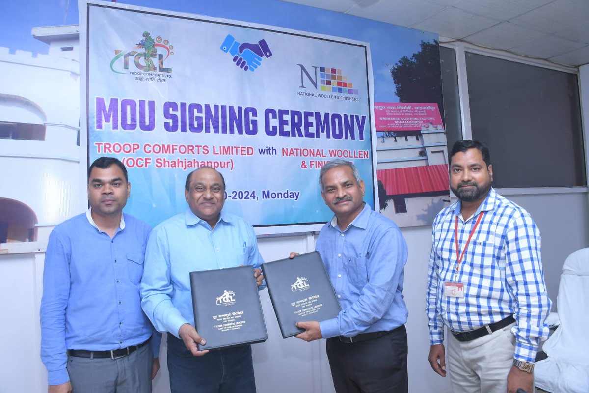PRO_OCFS's tweet image. Today @TCLKanpur &amp;amp; @PNPNationalNWF have entered into a memorandum of understanding which was signed by GM/@PRO_OCFS in his office.The #MoU will pave the way for enhanced #research_and_development #knowledge_sharing for #AatmanirbharDefence and #DefenceExport.
#AatmnirbharBharat