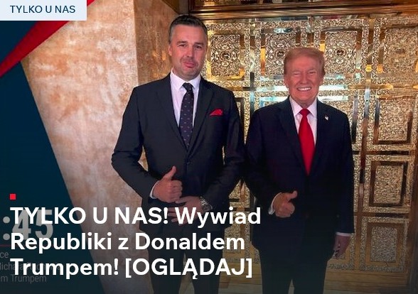 ZofiaRomano's tweet photo. #Wspaniale Dziś wieczorem o 19:45 w Telewizji Republika wywiad Michała Rachonia, dyrektora programowego, z kandydatem na Prezydenta 🇺🇸 Donaldem Trumpem❗
#NaszaPolska https://t.co/DdB9NFCPHx