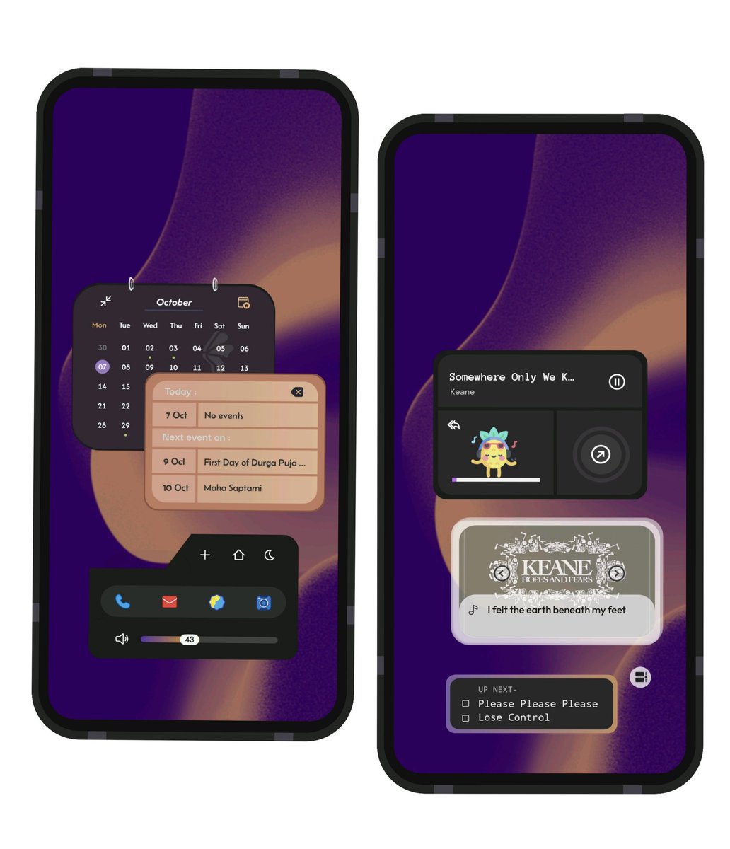 Tried another klwp
Video in comments 🙌🏻
Zeel walls @Yogesh_gosavi_ 
Duo nano <a href="/sreeragag7/">sreerag</a> 
Clock komp <a href="/GraemeHook1/">Graeme Hook</a> 
Music lyrics with the help from reddit..
Rest by me