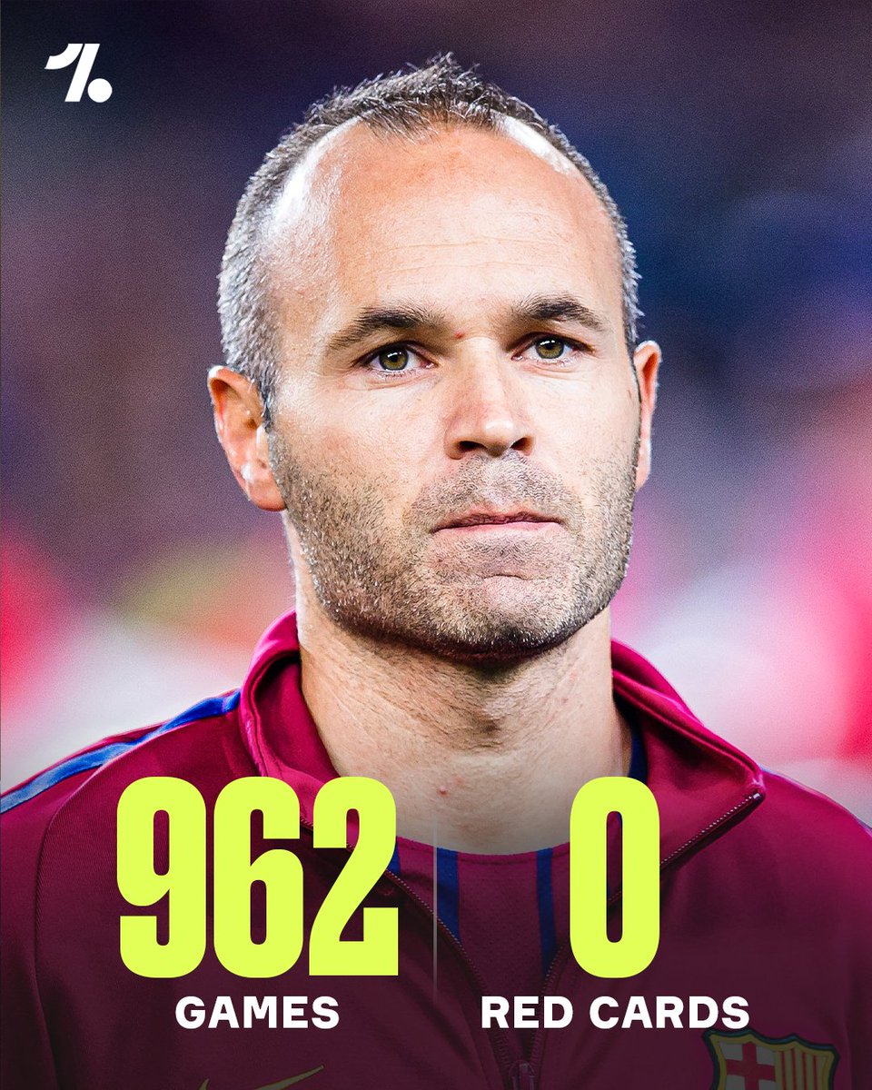 Across all his senior clubs and international games, Andrés Iniesta was NEVER shown a red card 🤯🟥👏