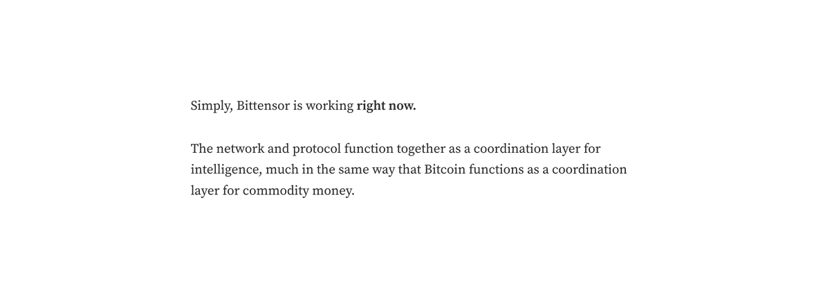 been almost eight months since me and <a href="/Ronangmi/">Ronan</a> published our bittensor piece

we started working on it toward the end of 2023

bittensor is still weird, evolving, and strengthened by its early decisions to optimize TAO around fairly launched commodity money ♥️