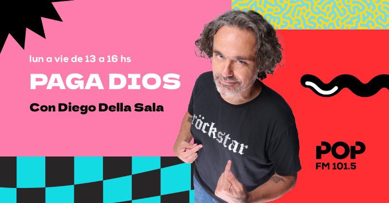 AIRE para #PagaDios con <a href="/diegodellasala/">DIEGO DELLA SALA</a>, <a href="/ebabenco/">Eddie Babenco</a> &amp; <a href="/tania_wed/">Tania Wed</a> 

Lunes a viernes de 13 a 16 hs. ❤️‍🔥

📻 FM 101.5
💻 Youtube: Radio Pop 101.5
📲 Web: radiopop.fm
🎧 App: Radio Pop 101.5 FM