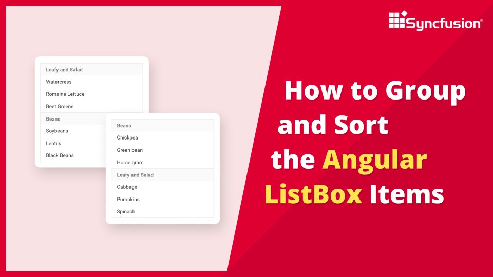 Syncfusion's tweet photo. Easily sort and group items in our Angular ListBox and use drag-and-drop functionality to move items within a single ListBox or between two different ListBoxes.
Watch now:https://t.co/S9Syg3xUba
#angular #listbox #sorting #grouping https://t.co/Vd9lWvMDrp