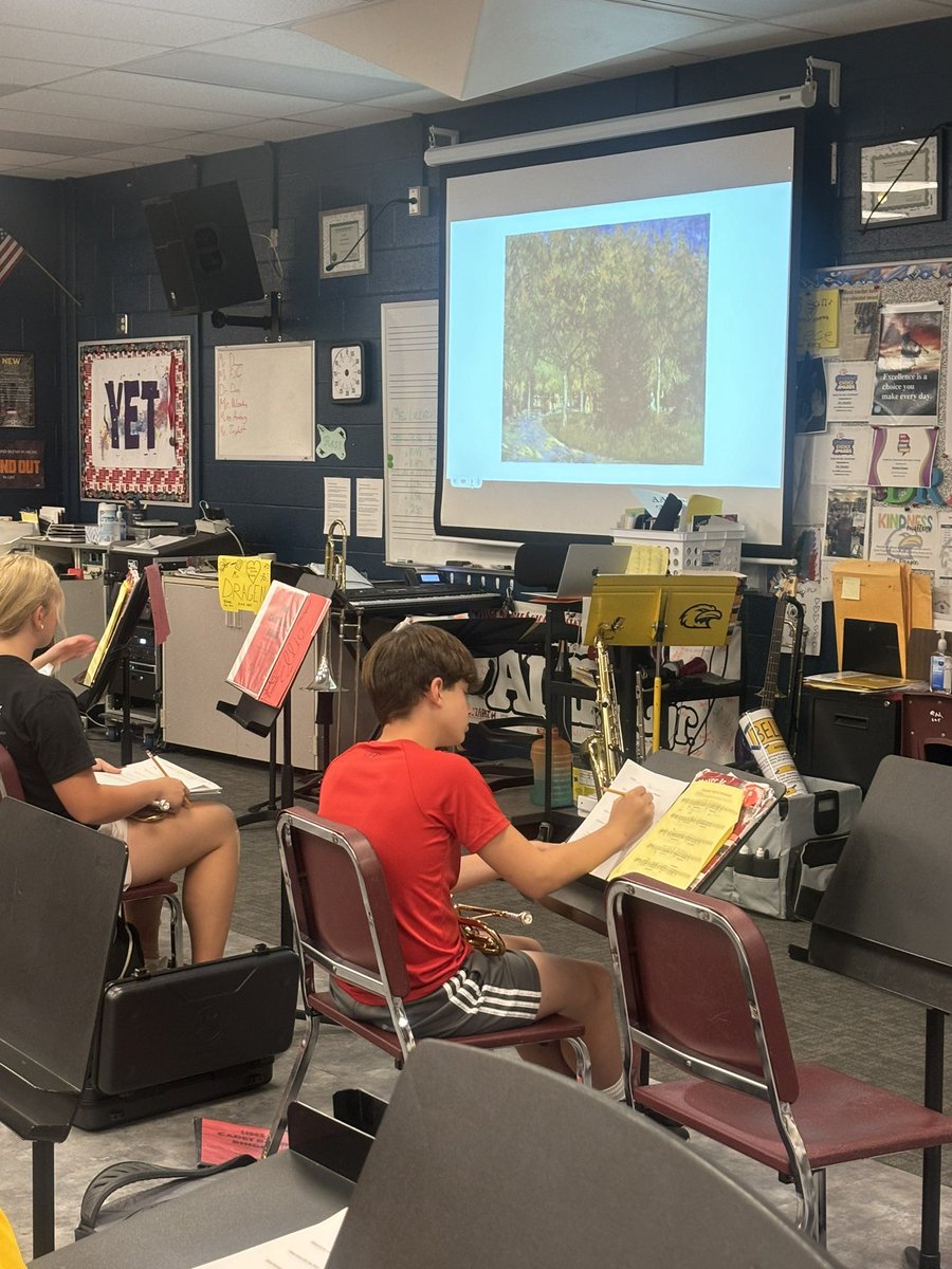 Dr_Allegri's tweet photo. The most natural L.I.N.K. happening @heritagescoop this week between Art and Band! @MrsKellyArt is having students listen to music &amp; create Art that represents the 🎶. Mr. Dragen is having them look at art &amp; compose a small piece that they feel matches the vibe! Full engagement🫶🏼 https://t.co/ZYJgkLeqHP