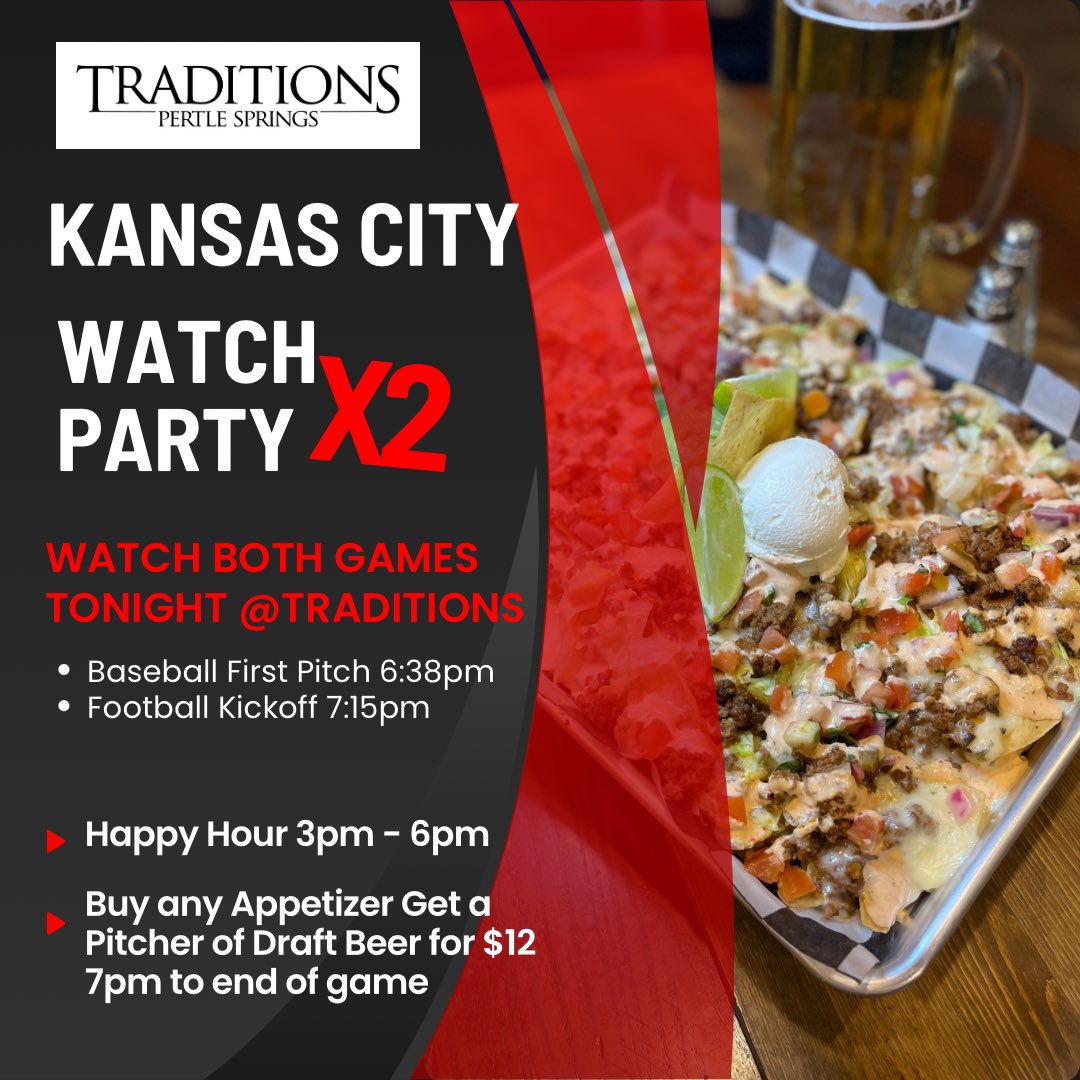 Join us tonight at Tradition for the Watch Party X2!! 🏈⚾️