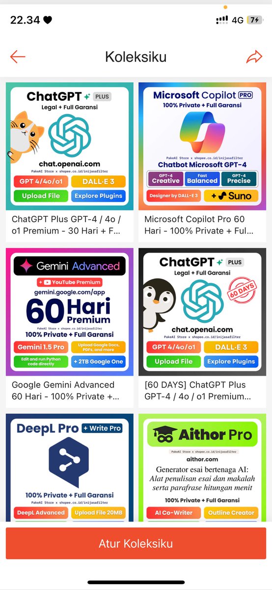 PakeAIStore's tweet photo. https://t.co/ulED9OXqYU 

- ChatGPT Plus (Shared)
100% Private 👇🏻
- Geminin Advanced
- Copilot Pro
- Deepl Pro + Write Pro
- Aithor Pro
- Gemini 1.5 Pro Unlimited 

wts, wtb #zonauang https://t.co/nQzKSzRsgx