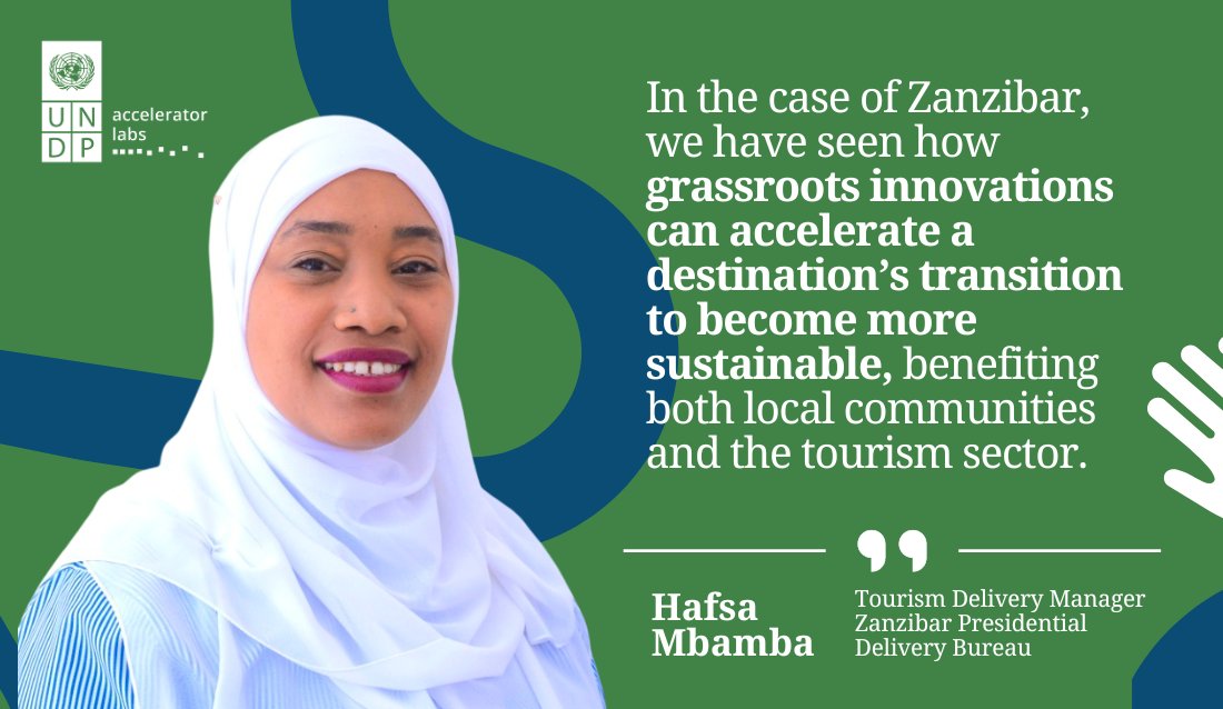 UNDPAccLabs's tweet photo. Zanzibar is blending local insights with #AI to redefine sustainable tourism. 

@HafsaMbamba  joins us today at #HSC24 to discuss how they're working with @undptz #AccLab in scaling grassroots innovations for systemic change. 

Learn more👉 https://t.co/GG1I0qTtaQ https://t.co/QQgQma2I6Y