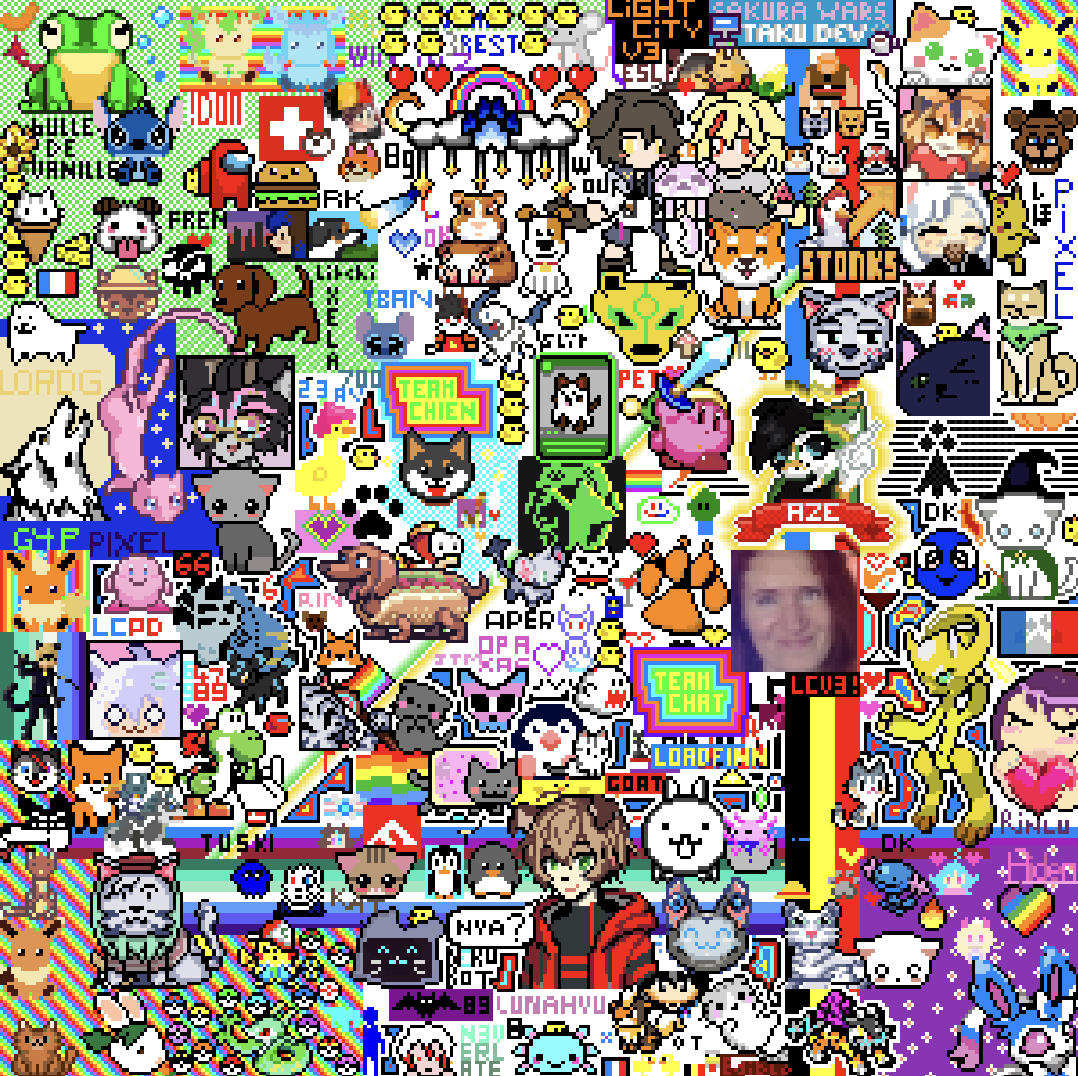 Hilarant comment le petit "700" a tenu coûte que coûte durant toute la semaine ! 

On peut voir en haut à gauche le stitch de <a href="/chlocooo/">Chlocooo</a> ainsi que le poro qu'elle m'a fait 💖 
(merci bubu et zéro)

Le r/place de l'événement était dingue ! 🐾

#gamers4pets #gamers4pets2024 #rplace