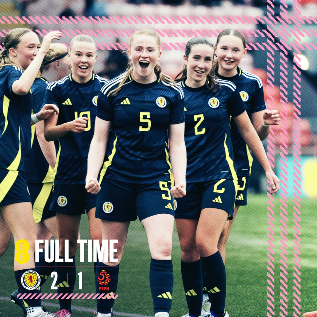 #SCOW17s | FULL TIME: Scotland 2-1 Poland.

Two quick-fire headers after half time from Sienna McGoldrick and Kate Fraser turned the game for our Women's Under-17s, making it three wins from three in #U17WEURO Qualifying Round One 💪

#YoungTeam