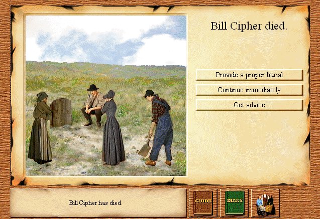 CDCBsVCR's tweet image. The most powerful demon in history succumbed to a bad cold.
Not even Bill Cipher is allowed to survive the Oregon Trail.