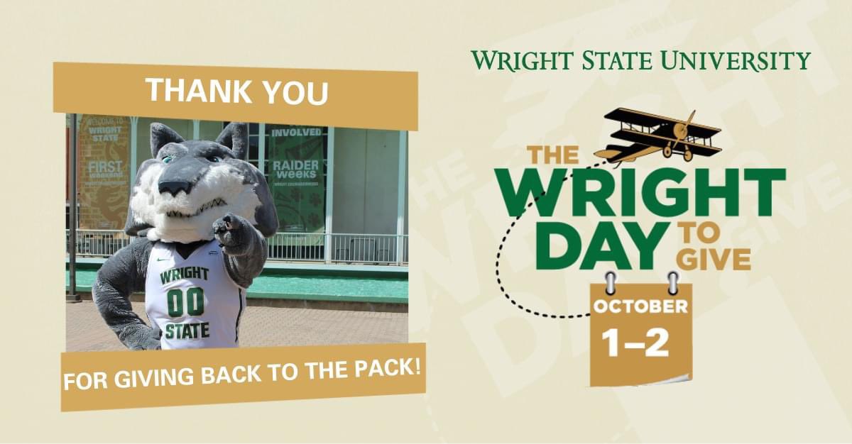 Because of YOU, we made our goal! 1,138 donors contributed $215,330 during #WrightDay2Give! Thank you to everyone who shared the info, came to our in person events, and donated, and THANK YOU for your generous support of Wright State students!