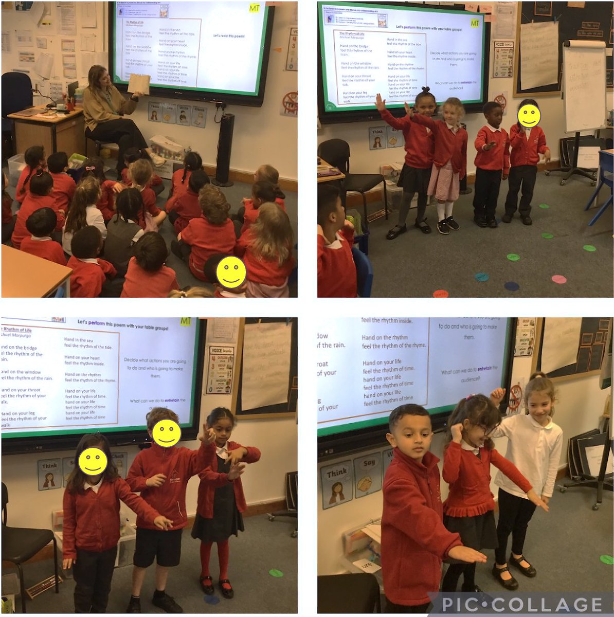 Today we started the poetry unit. We listened to a few poems written by Julia Donaldson and in groups, we performed one of them in front of the class :)
