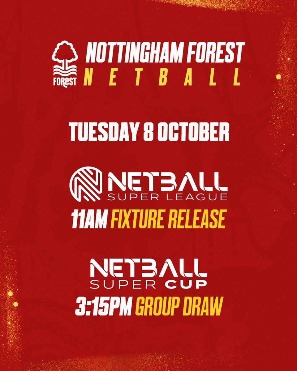 NFNetball's tweet image. Our Netball Super Cup group draw and 2025 @NetballSL fixtures are released tomorrow... 👀

Find out more: nffc.me/fixtures