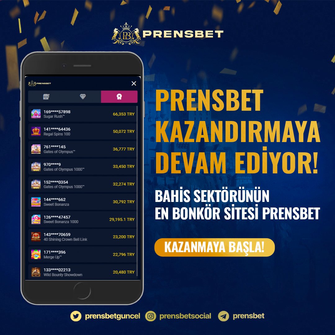 👑 #PRENSBET KAZANDIRMAYA DEVAM EDİYOR ‼️

🎰Son 1 Saatin En Çok Kazandıran Slot Oyunları 🎰

💰 Bahis Sektörünün En Bonkör Sitesi #Prensbet 👑

📣  Daha fazla kazanmak için geç kalma.!

🌐 Güncel Giriş: prens.link/twitter