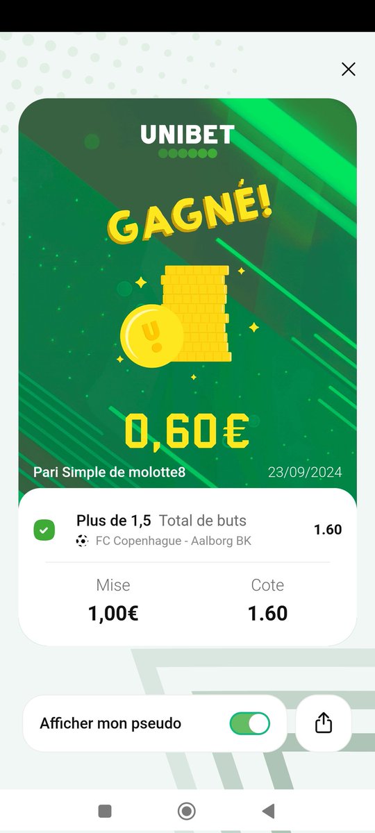 Molotte8's tweet photo. @UnibetFrance Et bouuuuum ! https://t.co/VzH1iJBE4H
