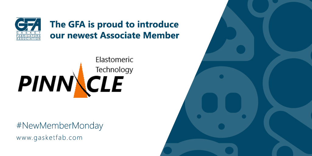 The GFA is proud to introduce our newest Associate Member, Pinnacle Elastomeric Technology (pinnacleelastomers.com)

#NewMemberMonday #Meet #Network #Learn #Gasket #Fabrication  #SealingSolutions #GasketIndustry #RubberGasket #MetalGasket #Fluidsealing
