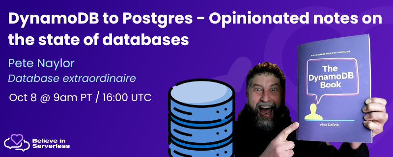 Believe In Serverless (@believeinsls) on Twitter photo Just 1 day to go! Join <a href="/pj_naylor/">Pete Naylor</a> tomorrow for a riveting discussion on the best and worst ways to use databases. Register here: google.com/calendar/event⦠Just 1 day to go! Join <a href="/pj_naylor/">Pete Naylor</a> tomorrow for a riveting discussion on the best and worst ways to use databases. Register here: google.com/calendar/eventā¦
