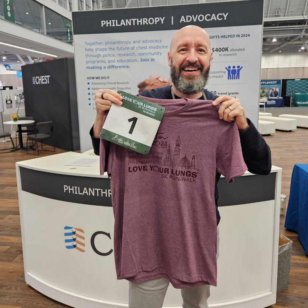 accpchest's tweet photo. Stop by Experience CHEST to pick up your #CHEST2024 5K Run/Walk T-shirt and bib number. Haven't registered yet? Sign up in the Philanthropy Pod to join Dr. Gabe Bosslet (@gbosslet) tomorrow at 6:45 AM ET for the 5K Run/Walk on Castle Hill. #CHESTPhilanthropy #LoveYourLungs https://t.co/aeYo07uaEl